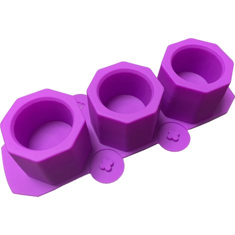 Un lot de trois gobelets à glaçons en silicone bleu, rose et violet, en forme de verres ronds, de moules en plâtre, de verres à vin, de moules à glaçons et de moules créatifs pour plantes grasses en p (1/5)