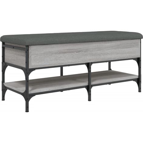Banc de rangement à chaussures avec coussin d'assise et étagère 102 x 42 x 45 cm bois d'ingénierie couloir sonoma gris DEC024936 (1/5)