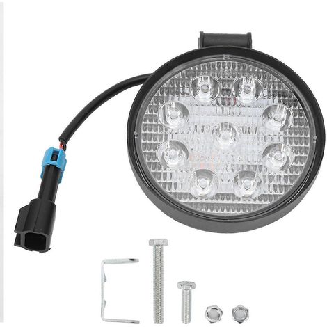 Projecteur de travail rond pour voiture de 27 W avec 9 LED pour l'éclairage, étanche IP67, compatible avec tous les véhicules.