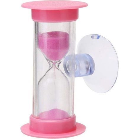 Clessidra a sabbia per spazzolini da denti per bambini, timer per la doccia da 2 minuti, mini clessidra rosa (1/5)