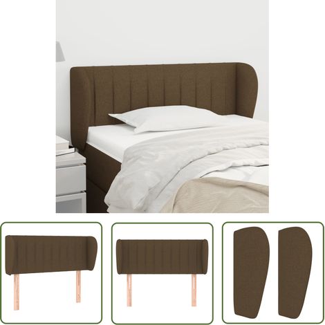 Tête de lit avec oreilles Marron foncé 93x23x78-88 Tissu (1/5)