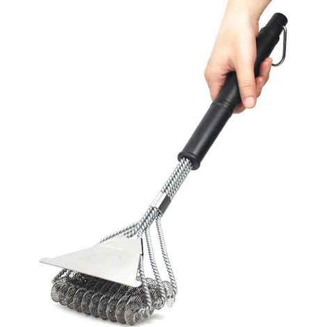 Filiyano – outil de nettoyage sans – Brosse et grattoir pour barbecue, outil de nettoyage sans poils avec triple tête en acier inoxydable pour (1/5)