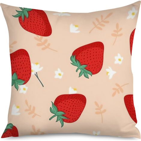 Housse de Housse Coussin Imprimé Fraises Décoratif (1/5)