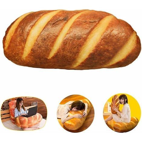 Cuscino a forma di pane in simulazione 3D (burro, 60 cm) Cuscino lombare in peluche, morbido cuscino a forma di pane al burro in 3D per divano/camera da letto/ufficio/ (1/5)