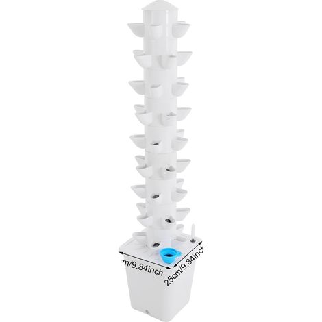 Système de culture hydroponique, kit de jardin intérieur à 9 niveaux, pompe à eau incluse, BLANC (1/2)