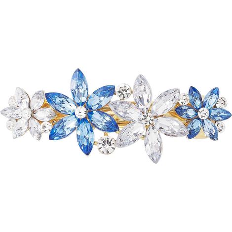 Barrettes de mariée cristal autrichien, pinces à cheveux vintage strass bleu marine, accessoires coiffure mariage bleu scintillants (1/5)