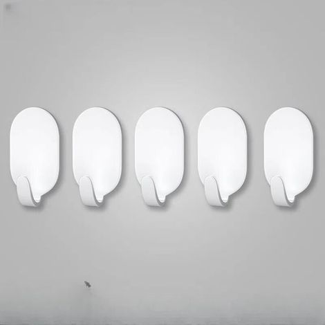 Handtuchhaken – geeignet für verschiedene glatte Oberflächen wie Holz, Keramik, Glas und Metall – weiß, 5er-Set (1/5)