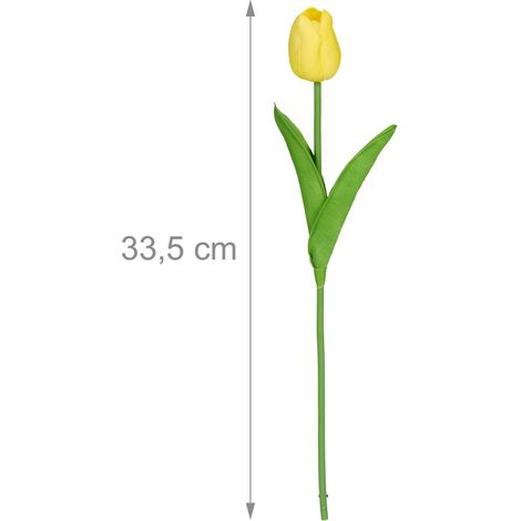 Lote de 24 tulipanes artificiales decorativos para salón dormitorio 33,5 cm estilo elegante de plástico blanco 130016308 (1/2)