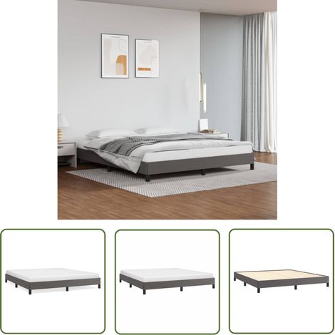 The Living Store Cadre de lit sans matelas gris 160x200 cm similicuir - Cadre De Lit - Lit Double - Similicuir - Lit Moderne - Literie (1/5)