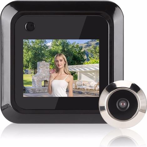 Caméra de sécurité sans fil avec sonnette vidéo 2.4 pouces LCD couleur écran numérique sonnette 145 degrés porte oeil sonnette caméra visionneuse électronique Peeping porte extérieure sonnette Install (1/5)