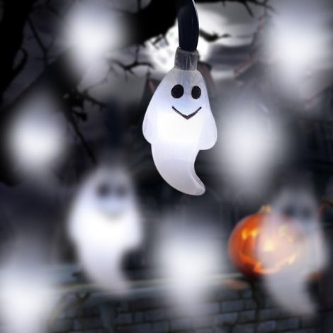 Guirlande lumineuse Halloween 3m (10 pieds), 20 LED, ambiance fantôme, décoration intérieur extérieur. (1/5)