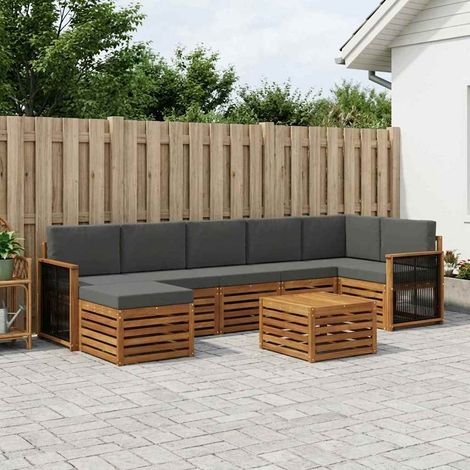 vidaXL Outdoor-Sofagarnitur mit Kissen 7 pcs Natur und Anthrazit (1/5)