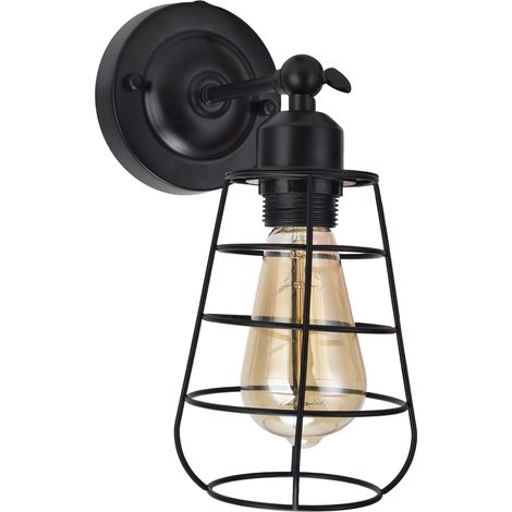 Applique murale en fer forgé noir style industriel rétro pour maison, bar, restaurant, café, hôtel 85‑250VEU E27 (1/5)