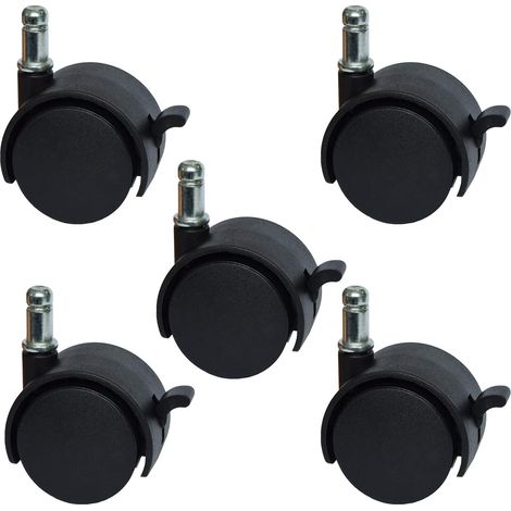 Ersatzrollen für Bürostühle oder Hocker, 5,1 cm - mit Bremse (5er-Packung) (1/5)