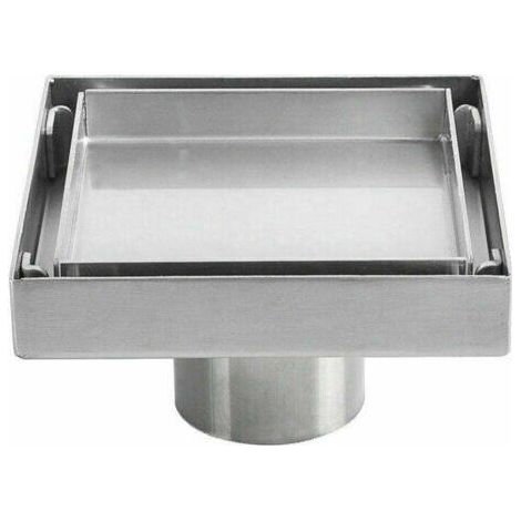 Siphon de sol invisible en acier inoxydable 304 drain de sol déodorant épaissi carré 1010cm (1/5)