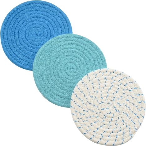 Guantes de horno, salvamanteles, hilo 100% algodón, guantes de horno tejidos (juego de 3), salvamanteles de moda, guantes de horno, salvamanteles, soporte para cuchara para cocinar y hornear, diámetro