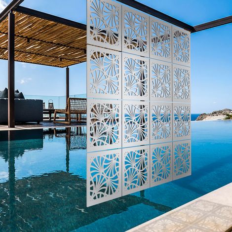 CAMPANE - Panneau ajouré en PVC - Brise-soleil - Couleur : blanc - Dimension : 48x48 cm