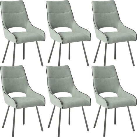 Lot de 6 chaises tissu coloris vert d'eau pieds métal laqué gris - SILOUAN (1/4)