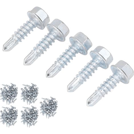 250 selbstbohrende Blechschrauben, M4,2 x 16 mm, verzinkter Kohlenstoffstahl, Sechskantkopf, Ersatzschrauben (1/5)