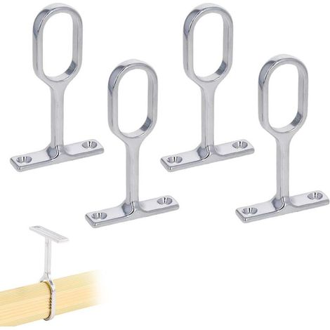 Kit de Barre de Penderie Ovale, Support Central pour Barre de Penderie Ovale, Supports Ovales pour Rail de Penderie, Support de Tringle D'armoire, Support de Barre de Cintre en Métal 4 Pièces (1/5)