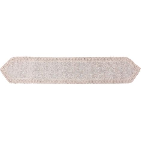 Nappe décorative Hollows, chemin de table orné de broderies délicates et de découpes, idéale pour les mariages et les fêtes (beigea). (1/5)