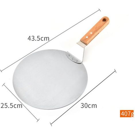 Pala para pizza, pala para pizza de acero inoxidable con mango de madera para hornear (1/4)