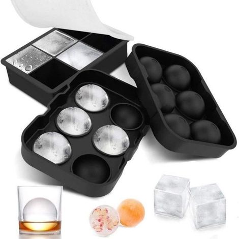 Tray to Ice cubes Silicone, Gros Glacon with Cover, Set Of 2 Bacs to Unmolding Easy Ice cubes, Ice Cubes Tray, Molded Cubes Without BPA (1/4)