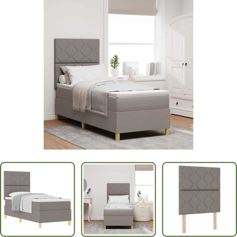 Lit moderne - Lit à ressorts avec matelas Taupe 80 x 200 cm tissu (1/5)