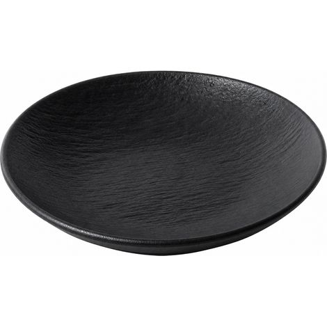 Assiette creuse en céramique effet pierre, teinte noire, 8 pouces (1/5)
