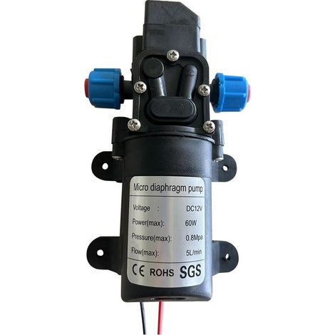 High Pressure Water Pump, DC 12V 5L/min Diaphragm Water Pump 116PSI Self-Priming Spray Pump with Clamp for Boats, RVs, Campers (1/5)