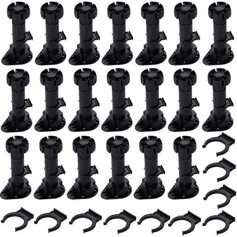 20 pieds de meubles en plastique, pieds de meubles de cuisine réglables, pieds de meubles réglables épaissis, avec clips (120 mm-150 mm). (1/5)