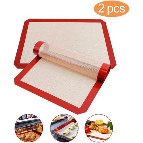 2Pcs Tapis de Cuisson en Silicone 40x30cm, Toile de Cuisson Silicone Saine pour Four en Silicone Anti-Adhérent et Réutilisable, sa-Ywey (1/5)