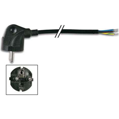 velleman Cordon secteur bipolaire noir (90°) + terre - 3m (808012)