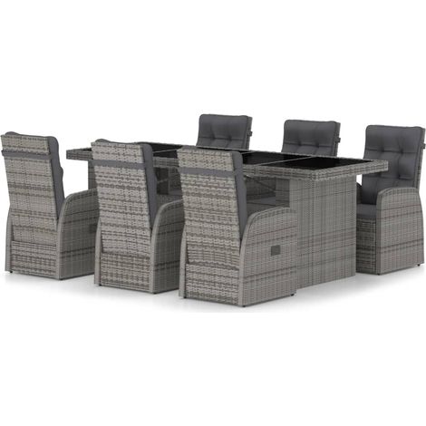 Maison Exclusive - Set da Pranzo per Esterni 7 pz con Cuscini in Polyrattan Grigio (1/5)