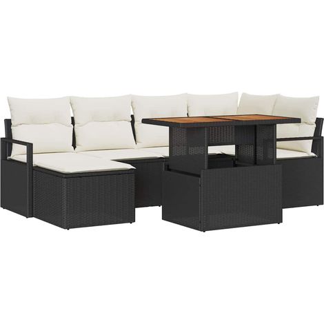 Garden Sofa Set 7 pcs Black Poly Rattan vidaXL (1/5)