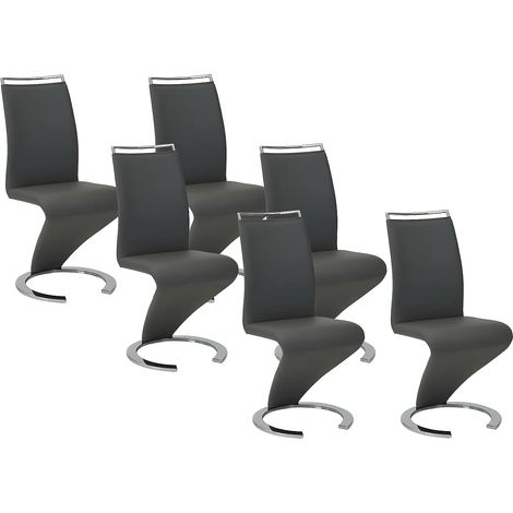 Lot de 6 chaises TWIZY - Simili noir (1/4)