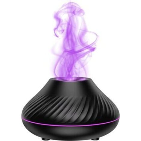 Diffuseur d'Huiles Essentielles,130ML USB Humidificateur Ultrasonique d'air Arôme Portable, Simulation de Flamme Diffuseur d'Arôme et Humidificateur, pour Chambre Spa Yoga Bureau (noir) (1/5)