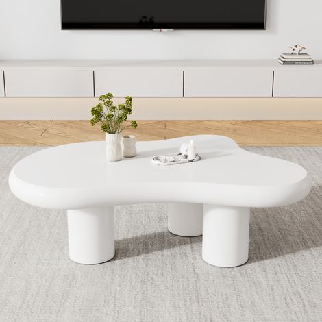 Table basse, en MDF, 97 x 67 x 32 cm, pour salon, MDF laqué, support feutre. Design créatif et original pour le salon.-Go
