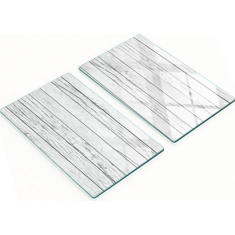 Tableros de vidrio duraderos y elegantes con dise帽o de madera, color blanco, 2x30x52 cm.