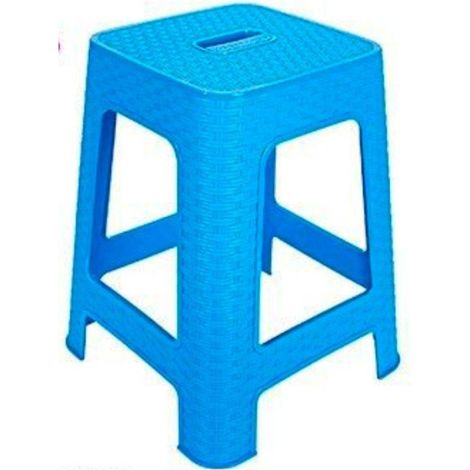 Tabouret En Rotin Plastique Bleu Clair H 45,5 Cm Chaise Accessoires D'ameublement