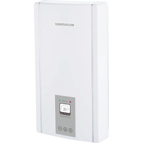 Chauffe-eau instantané 18/21/24 kW – Commande électronique – Débit 10,0/11,8/13,0 L/min – Protection IP24 pour environnements humides – Thermoflow