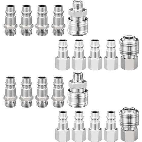 Raccord Rapide Pneumatique 1/4" BSP, 20 Pièces Embout Compresseur Air Européen, Raccord de Compresseur pour Tuyau Pneumatique (1/5)