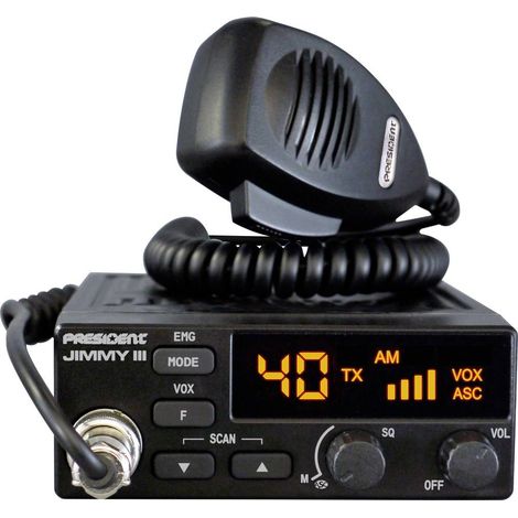 Emetteur-récepteur CB Jimmy III – 40 canaux AM/FM – Fonction mains-libres VOX – Affichage LED – Alimentation 12 VDC – President