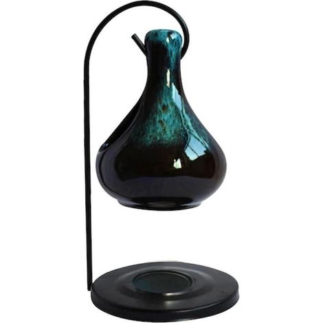 Porte-bougie en céramique, brûleur d'huile essentielle, bleu, ensemble composé d'un porte-bougie et d'un bol à huile. (1/5)