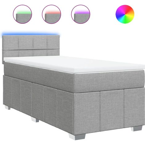 Lit simple,Lit adulte,Sommier à lattes de lit avec matelas Gris clair 90x200 cm Tissu CFW2765060 (1/5)