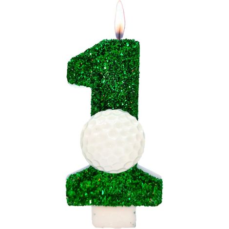 Bougie d'anniversaire en forme de chiffre - Décoration de gâteau 3D - Pour fête d'anniversaire, mariage, fête de golf, anniversaire de mariage (numéro de golf, numéro 1) (1/5)