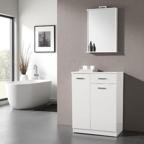 Mobile multiuso 60x34 con 2 ante e cassetto CLASSIC Bianco Lucido (1/2)