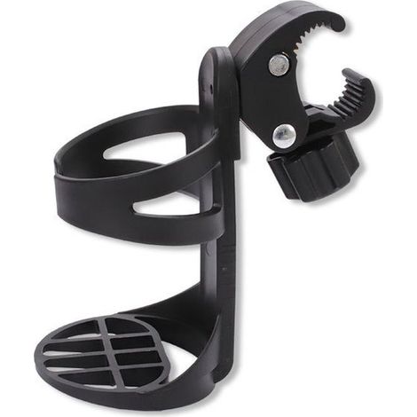 Porte-gobelet vélo - Porte-gobelet - PP - noir - Porte-gobelet poussette - Rotation 360 degrés - pince réglable - Universel - gros calibre - pour VTT, vélos, poussettes et fauteuils roulants (1/5)