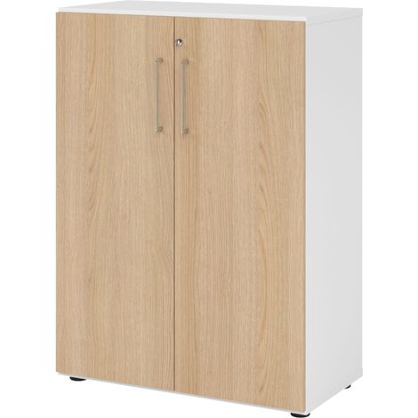 bümö smart Aktenschrank - 3 Ordnerhöhen   Weiß/Eiche
