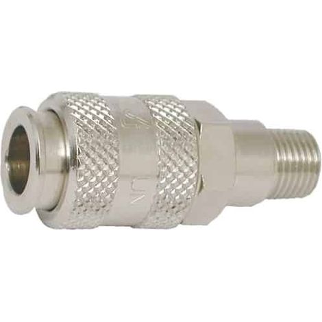 Lacme – Raccord automatique à bague 1/4” en laiton nickelé – Coupleur raccord rapide gros débit – Système d'accrochage à billes inox